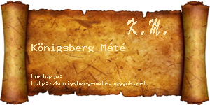 Königsberg Máté névjegykártya